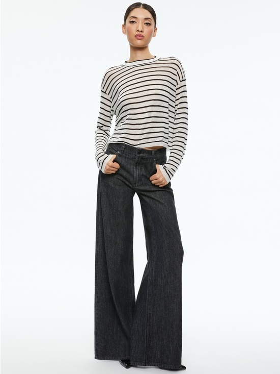 Alice + Olivia Denim - Alice + Olivia Trish Low Rise Baggy Wide Leg Jeans 32 Black Dark Denim Slouchy